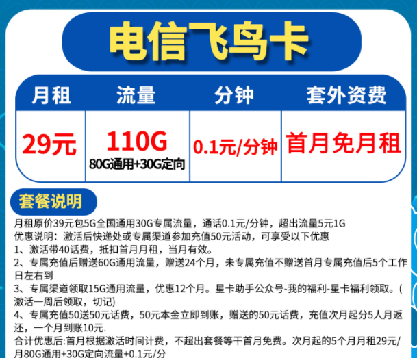 所有的正規(guī)流量卡優(yōu)惠套餐是怎么組成的？電信流量卡5G上網(wǎng)不限速套餐介紹