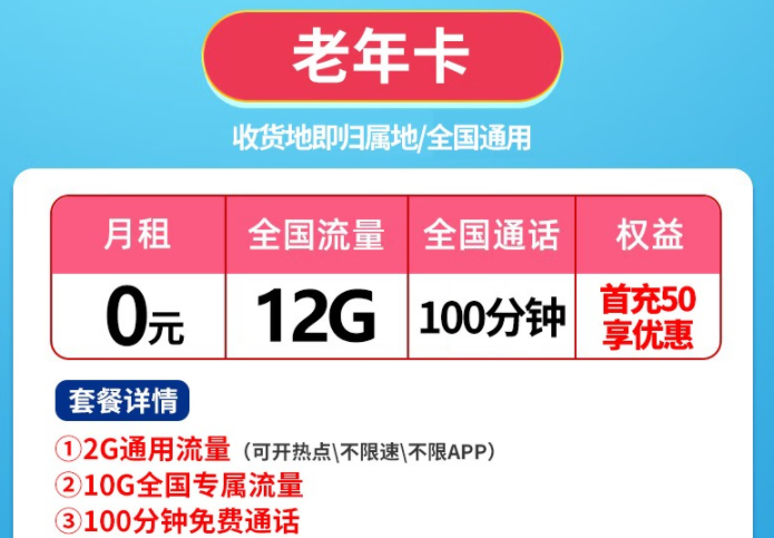 有沒有0月租的流量卡？聯(lián)通老年卡、親情卡0月租有流量包免費通話