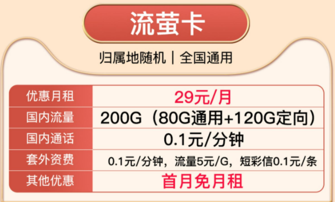 有沒有首月免月租的流量卡套餐？電信純流量29元通用套餐介紹