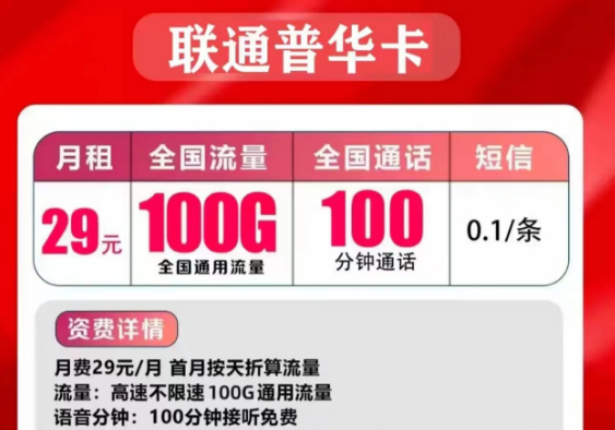 聯(lián)通的流量手機卡好用嗎？聯(lián)通普華卡29元=100G通用流量+100分鐘免費通話
