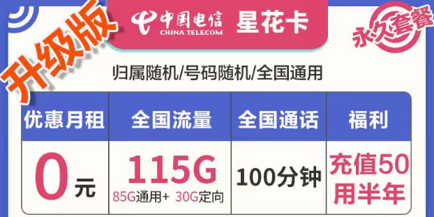 有哪些好用實惠的流量卡套餐？電信星花卡、霜花卡、海興卡|前半年0月租使用