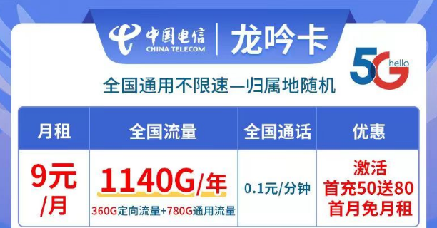 線上有哪些好用又資費低的流量卡套餐？9元月租、0月租免費用|電信龍吟卡、小優(yōu)卡