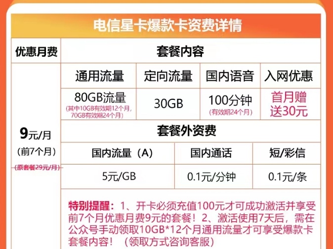 電信星卡升級版優(yōu)惠套餐|電信星卡爆款卡、星卡大?？▅添加流量+語言|首月免費