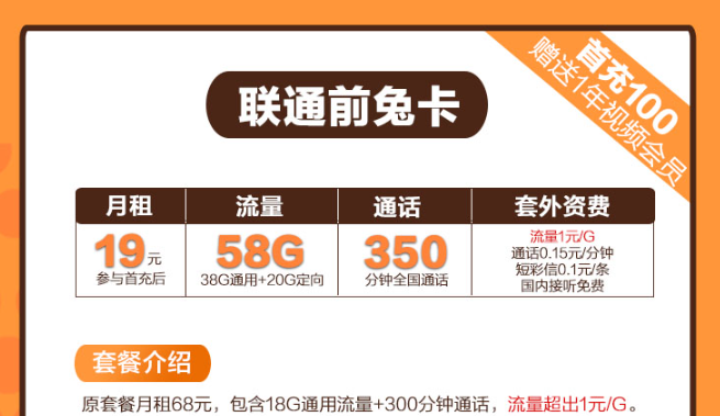 前兔如意卡！29元100G流量卡推薦|聯(lián)通前兔卡、聯(lián)通如意卡|免費申請包郵！