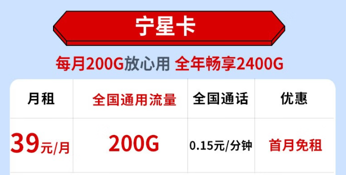 電信寧星卡怎么樣？200G通用流量不限速+首免+免費(fèi)領(lǐng)??！